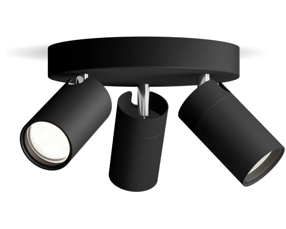 Philips Aufbauspot Idris GU10, IP44, rund Schwarz, ohne LM