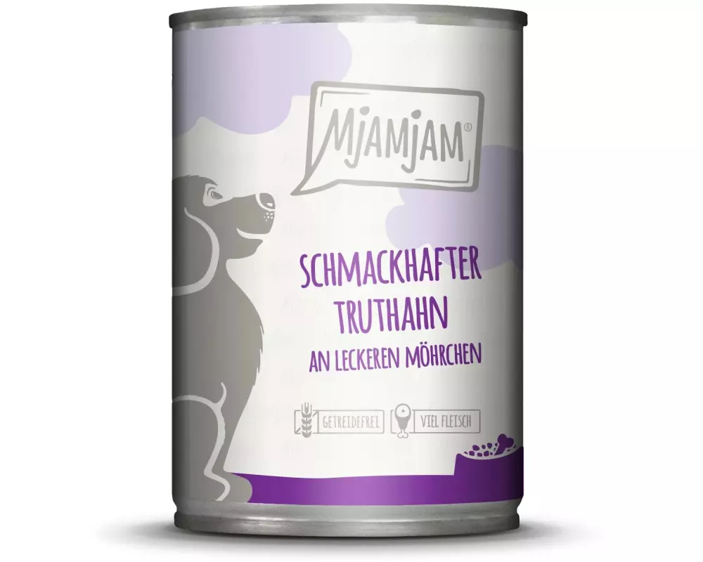 Mjamjam Nassfutter Truthahn mit Karotten, 400 g