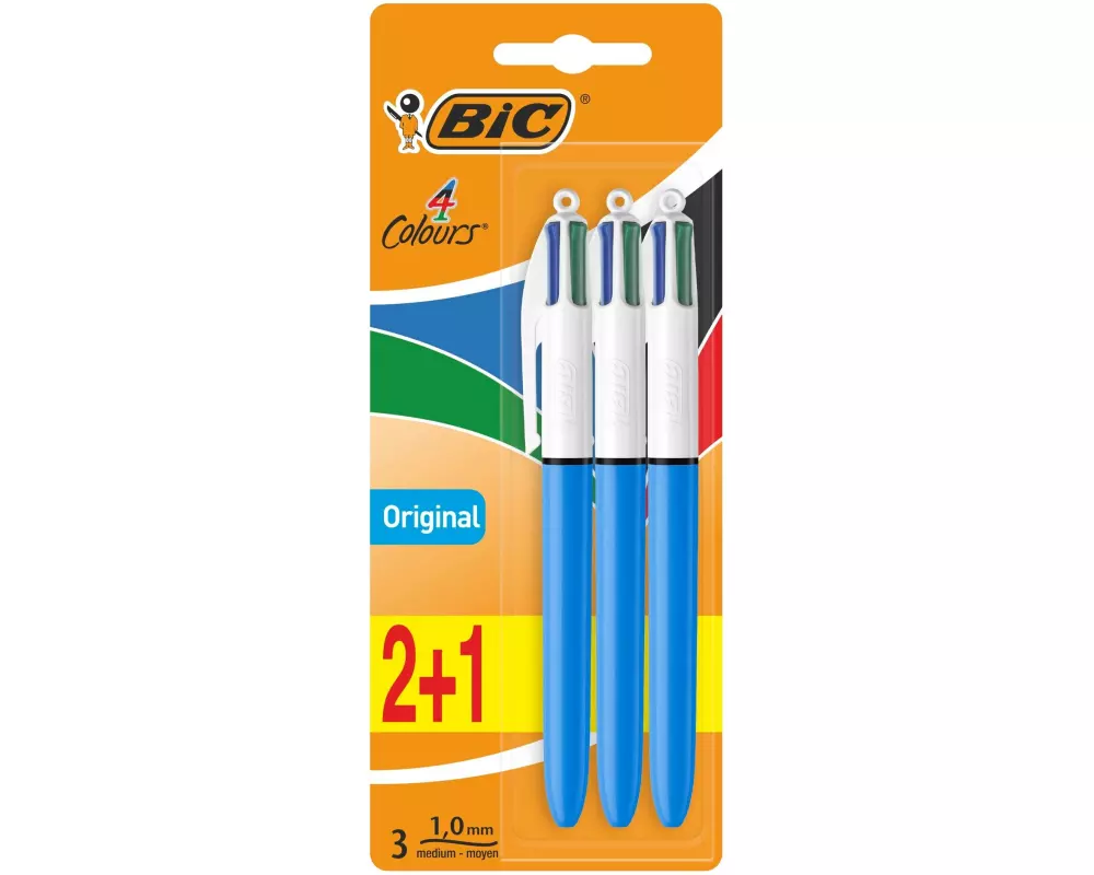 BIC Mehrfarbenkugelschreiber 4 Colours Original 3 Stk. Blau