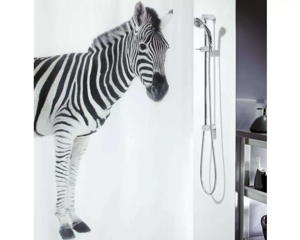 spirella Duschvorhang Zebra 180 x 200 cm Schwarz; Weiss