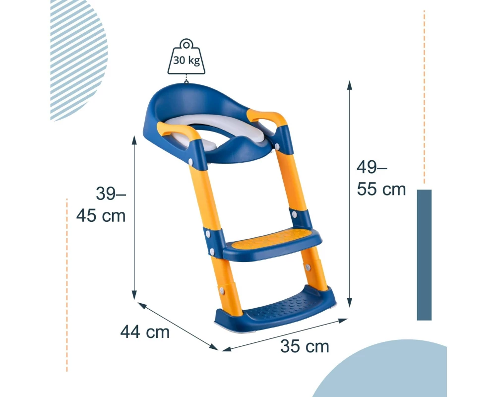 relaxdays Toilettentrainer mit Treppe Blau Gelb