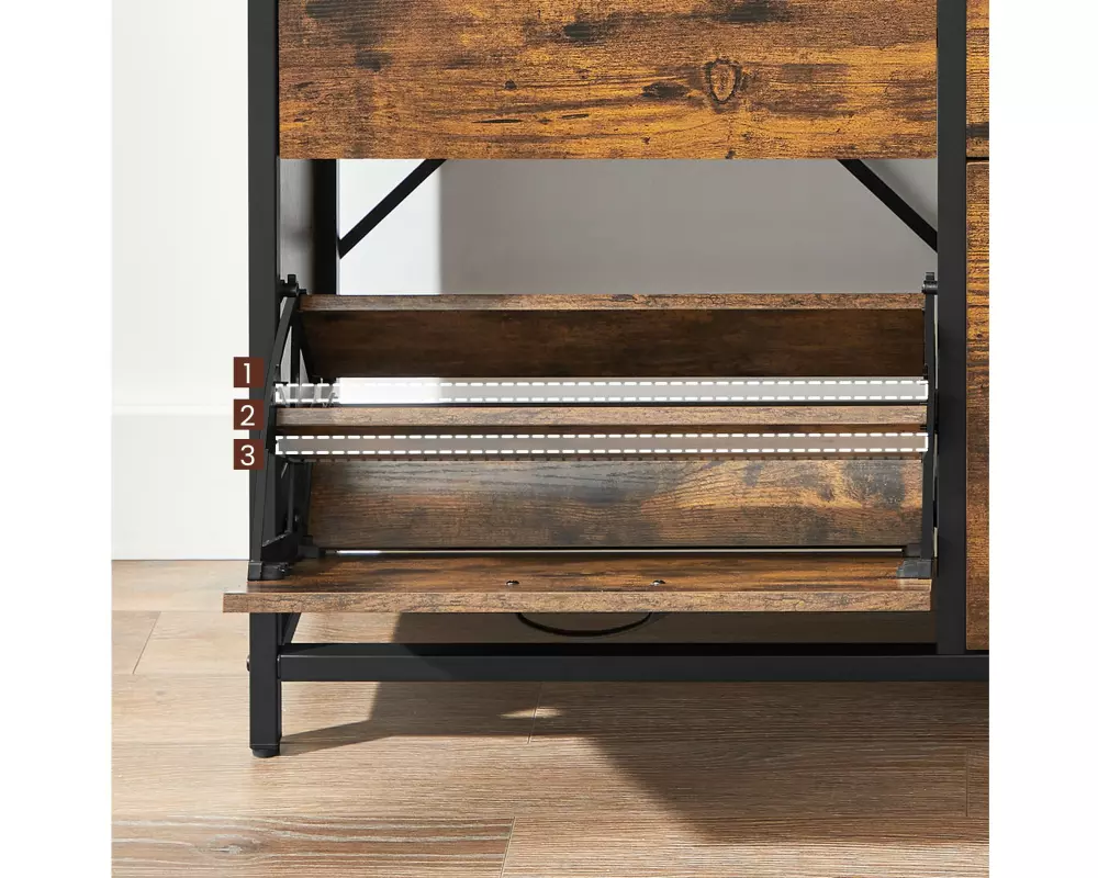 VASAGLE Schuhschrank mit 4 Klappen 95 x 98.3 cm, Braun/Schwarz