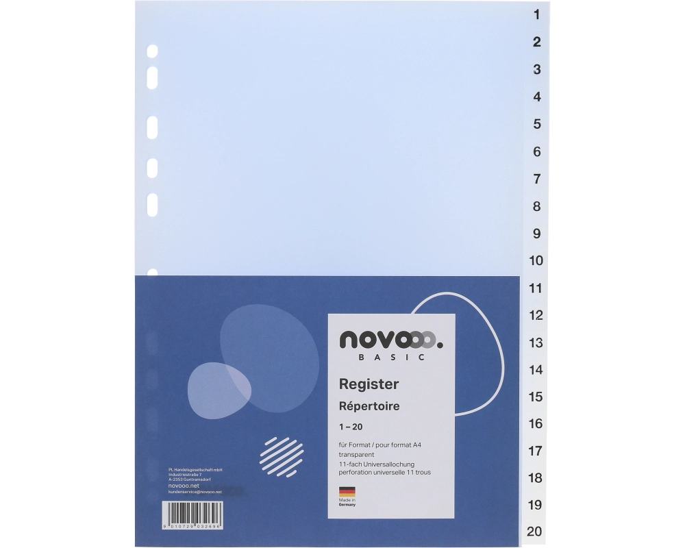NOVOOO Register PP A4 41006 transparent 1-20