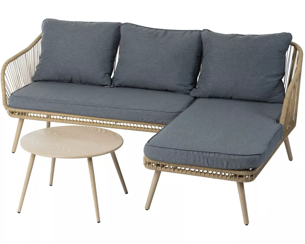 COCON Loungeset Morcote, Beige/Grau, 4 Sitzplätze