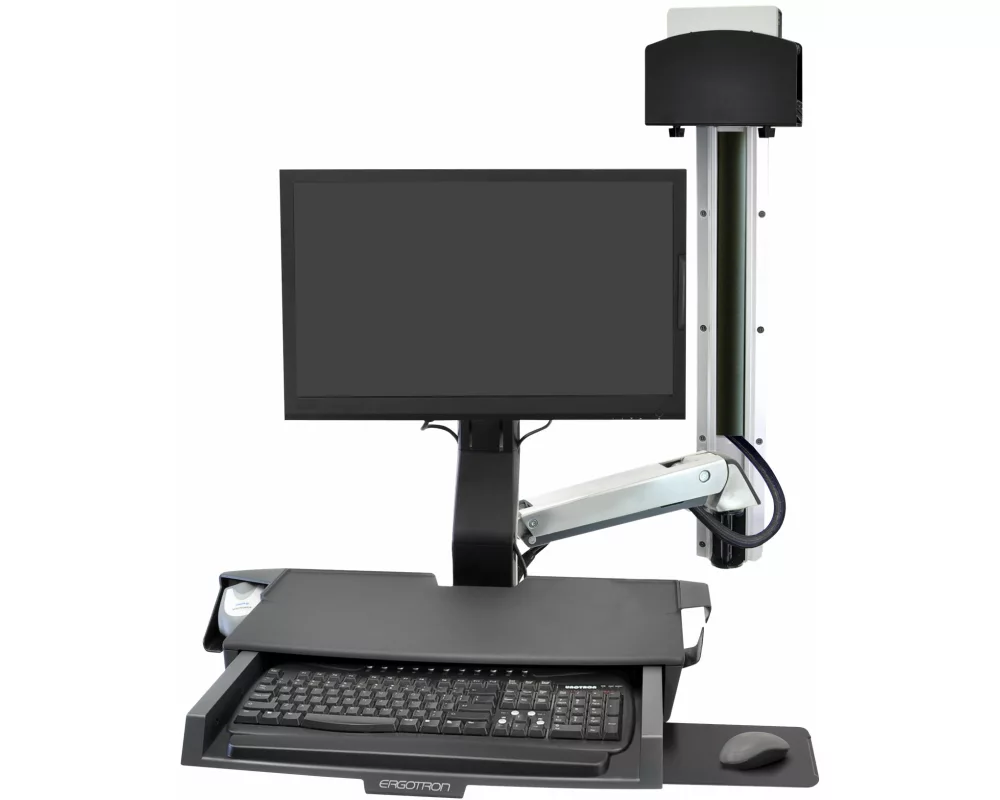 ERGOTRON StyleView Sit-Stand Combo System with Small Black CPU Holder up to 24 inchScreen