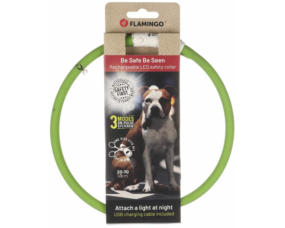 Flamingo Leuchthalsband Nera Visio grün
