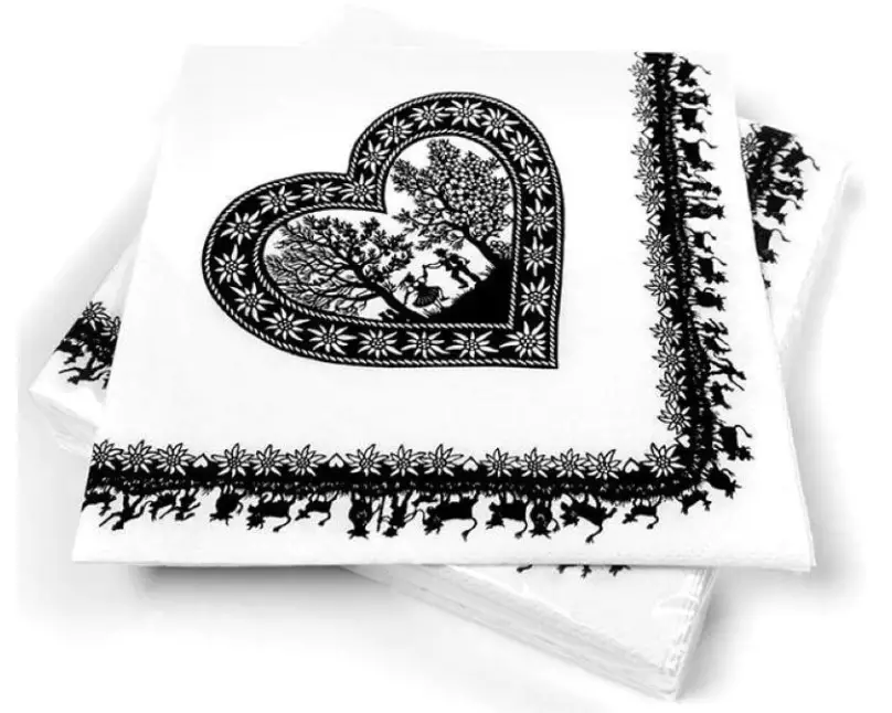 Trendform Papierservietten Swiss Heart 20 Stück, Schwarz/Weiss