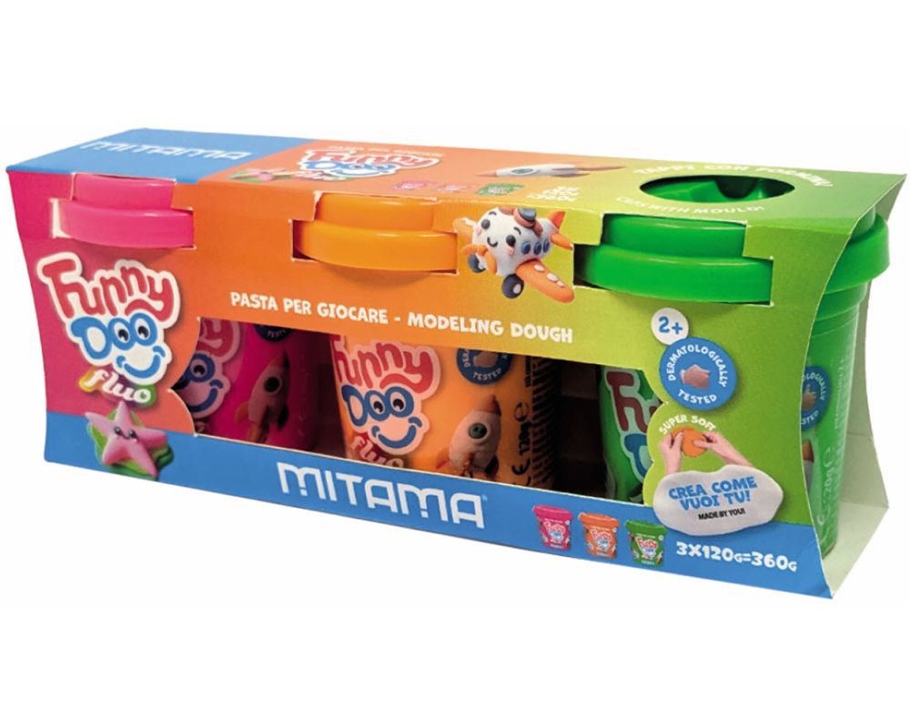 MITAMA Modellierset Funny Doo 360g 3910020 Tris Fluo, 3 Stück