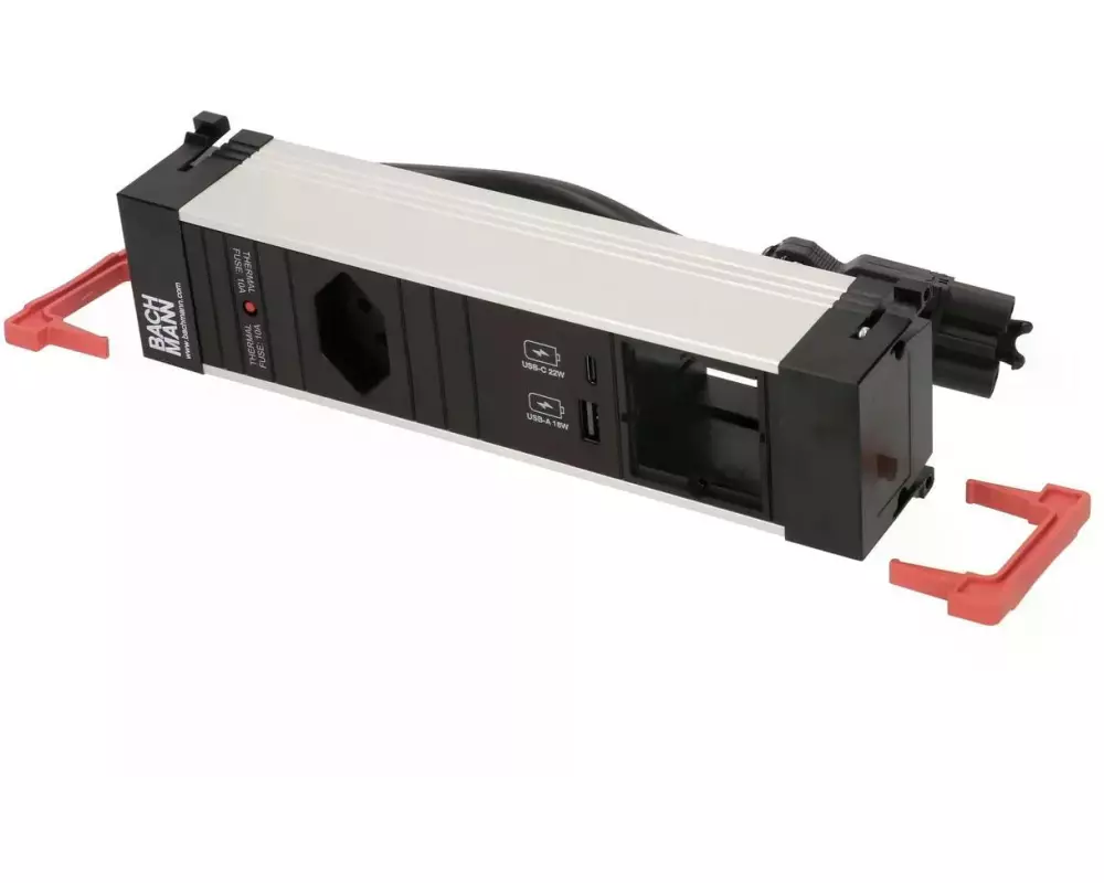 Bachmann Einbausteckerleiste POWER FRAME 1x T13, 1x USB A/C, 1x Leer