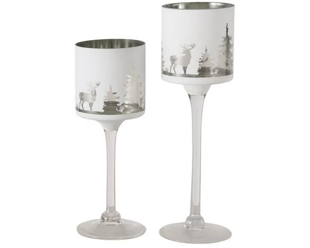 Boltze Weihnachtswindlicht Minou 2-teilig, Silber/Weiss