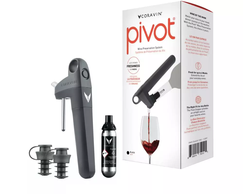 Coravin Weinausgiesser Pivot Black 4 Stück, Schwarz