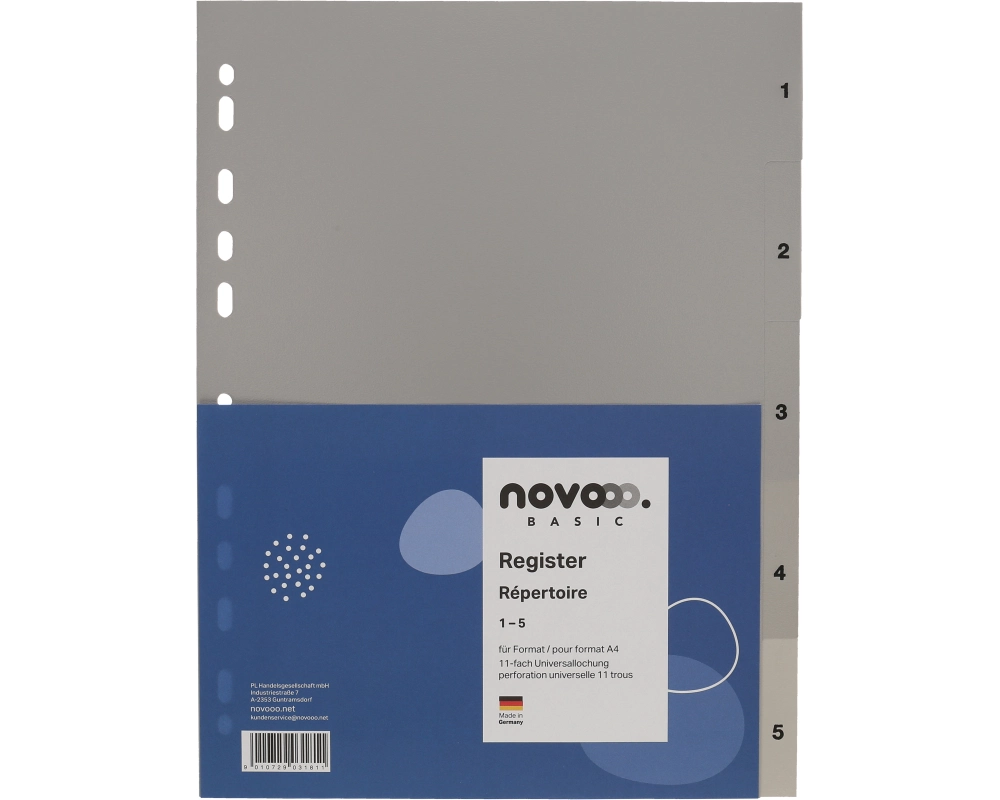 NOVOOO Register PP A4 40931 grau 1-5