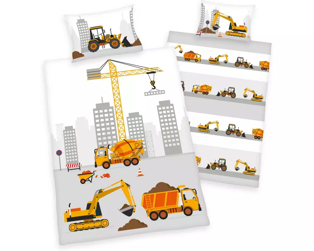 Herding Kinderbettwäsche Baustelle 100 x 135 cm + 40 x 60 cm