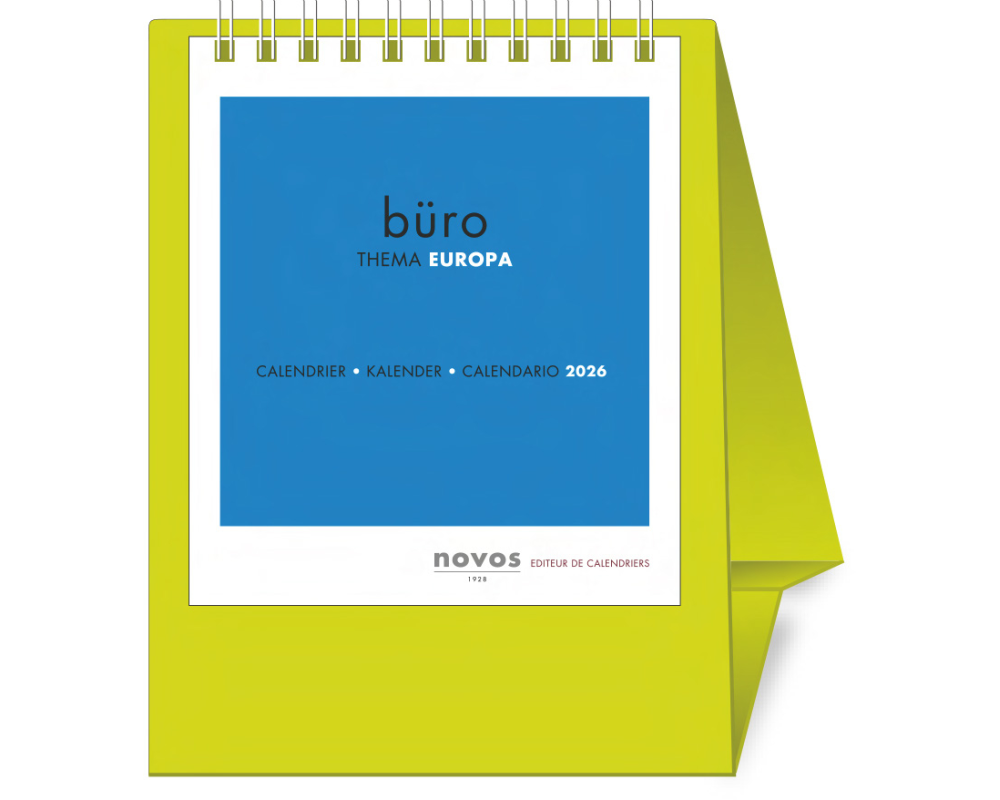 NOVOS Tischkalender Europa 2026 500091 1M/1S hellgrün ML 11.5x14cm