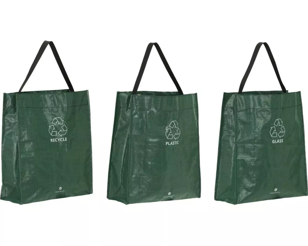 House Doctor Recyclingtasche HDRecycle, 38 x 15 x 44 cm, Grün, 3er Set
