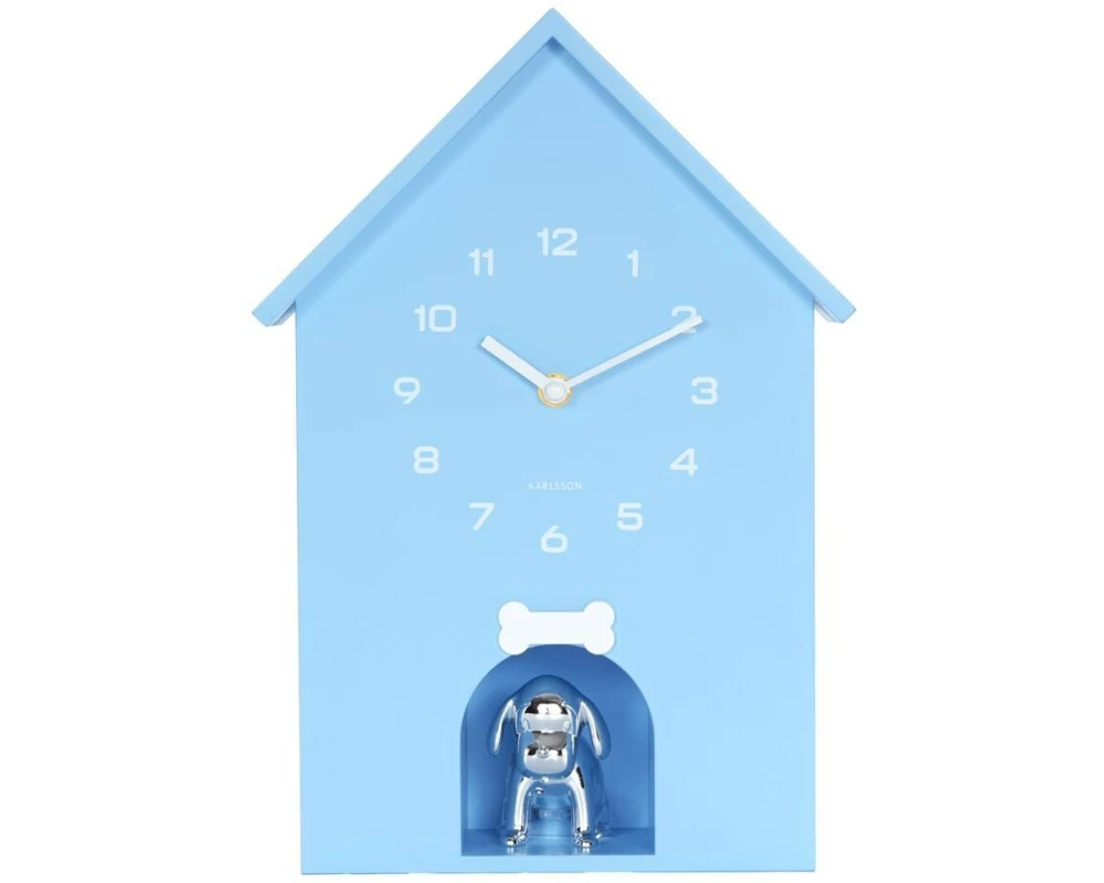 KARLSSON Wanduhr Wall clock Dog House Soft Blue