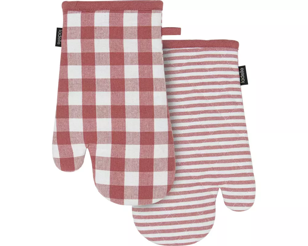 Ladelle Ofenhandschuh Eco Gingham 2 Stück, Rot/Weiss