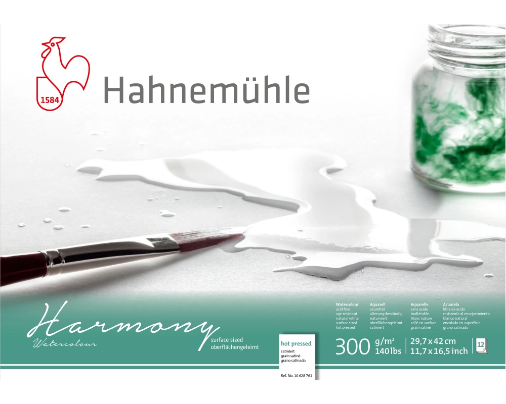 HAHNEMÜHLE Aquarellblock Harmony A3 10628761 weiss satiniert, 300g 12 Blatt