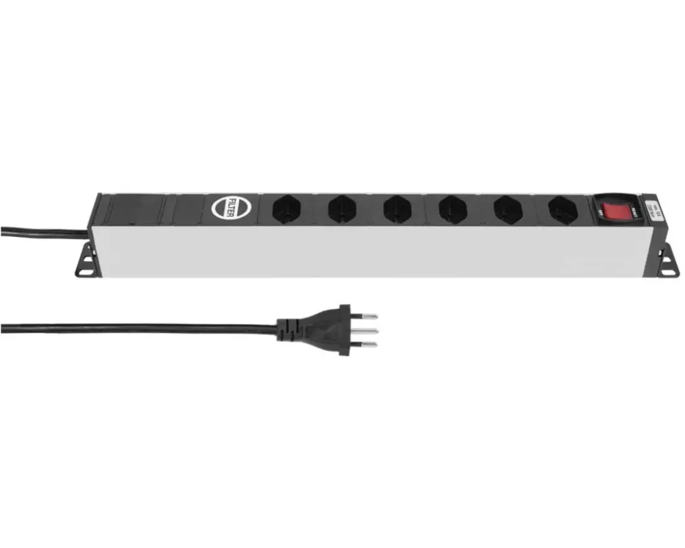 STEFFEN 19" Steckdosenleiste 6x T13, Silber