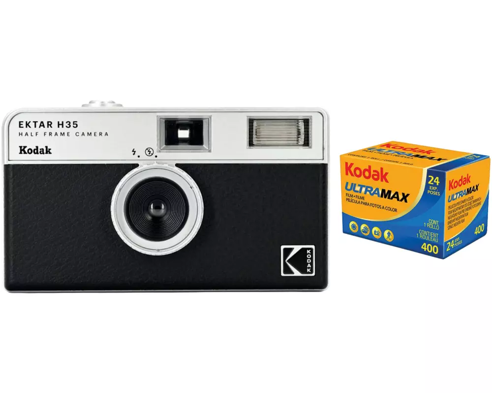 Kodak Analogkamera Ektar H35 mit Ultra Max 400 Film Schwarz Kit