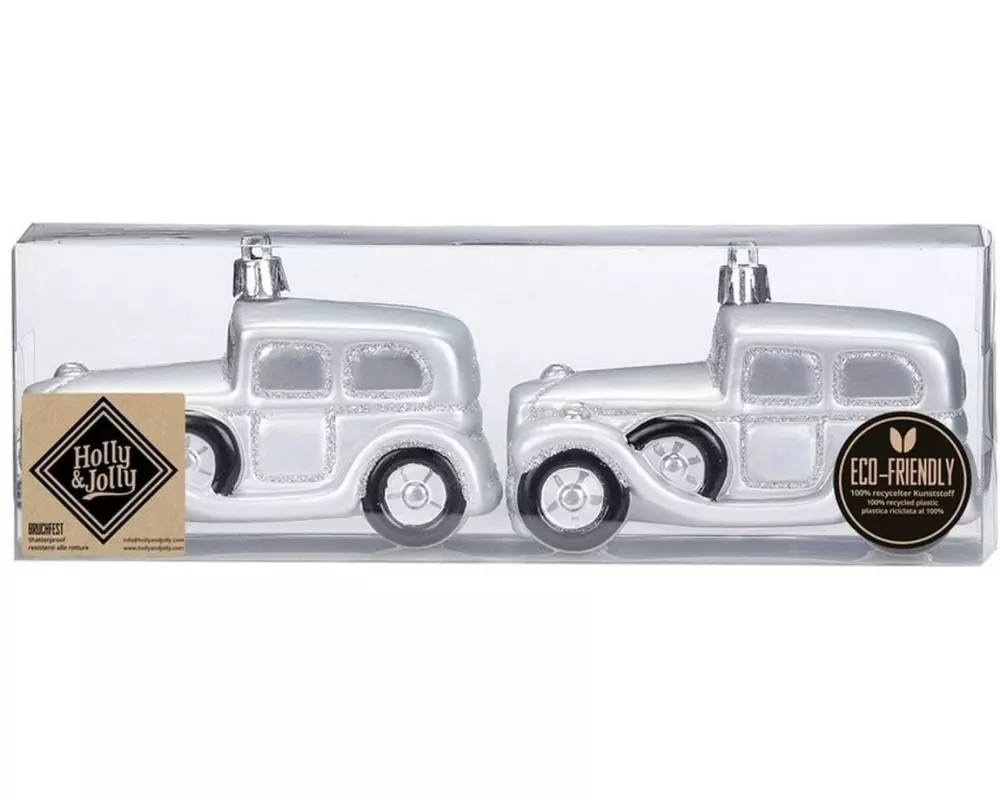 Holly & Jolly Weihnachtsschmuck Auto 10 cm, 2 Stück