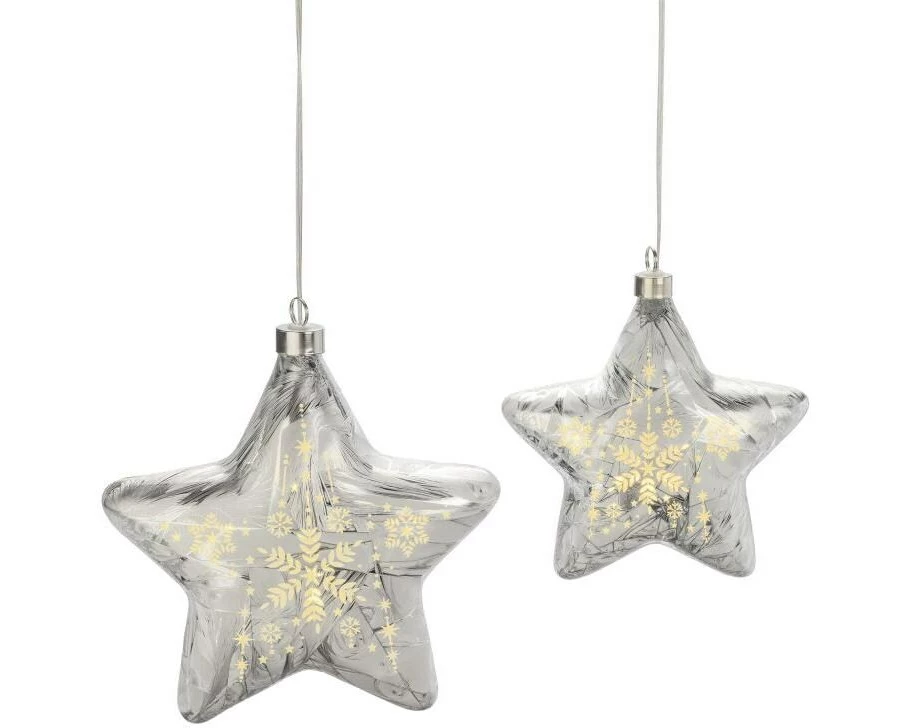 STT Glasdekoration Glass Star Set 2 Stk. Silber