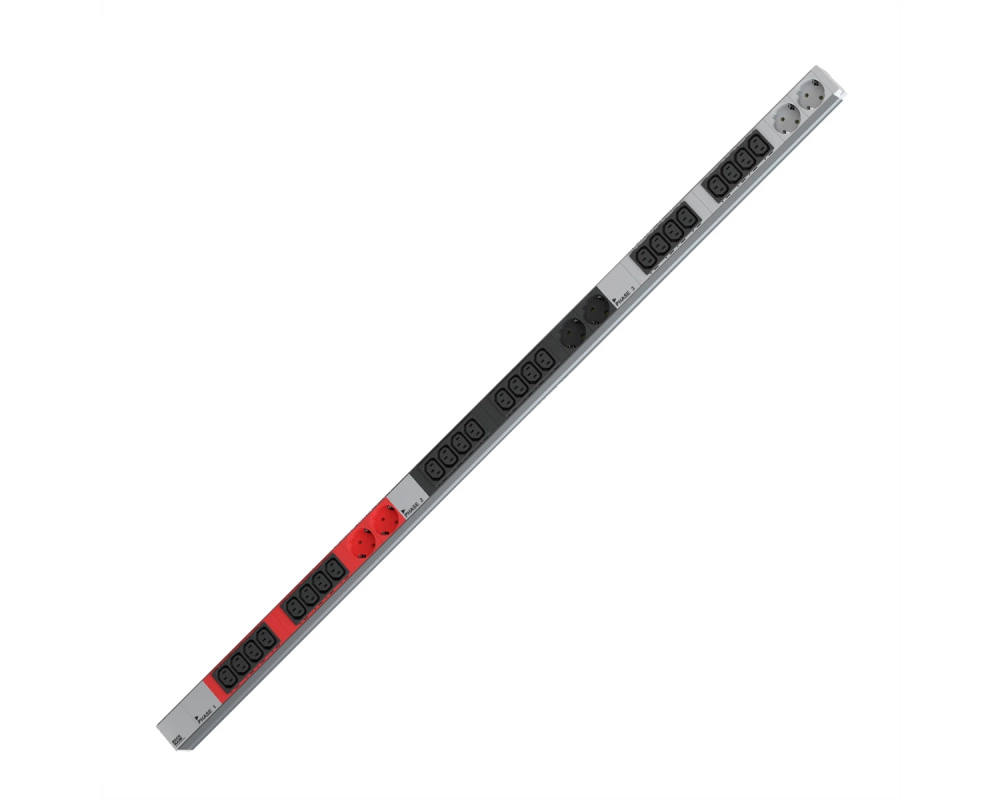 BACHMANN IT PDU ALU 1HE 24x C13 6x Schutzkontakt CEE 3x 16A rot
