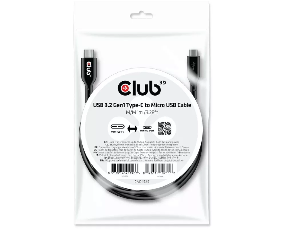 Club 3D USB-Kabel CAC-1526 USB-C - Micro-USB B 1 m