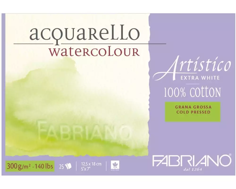 Fabriano Aquarellblock Artistico Extra White 12.5 x 18 cm, Rau