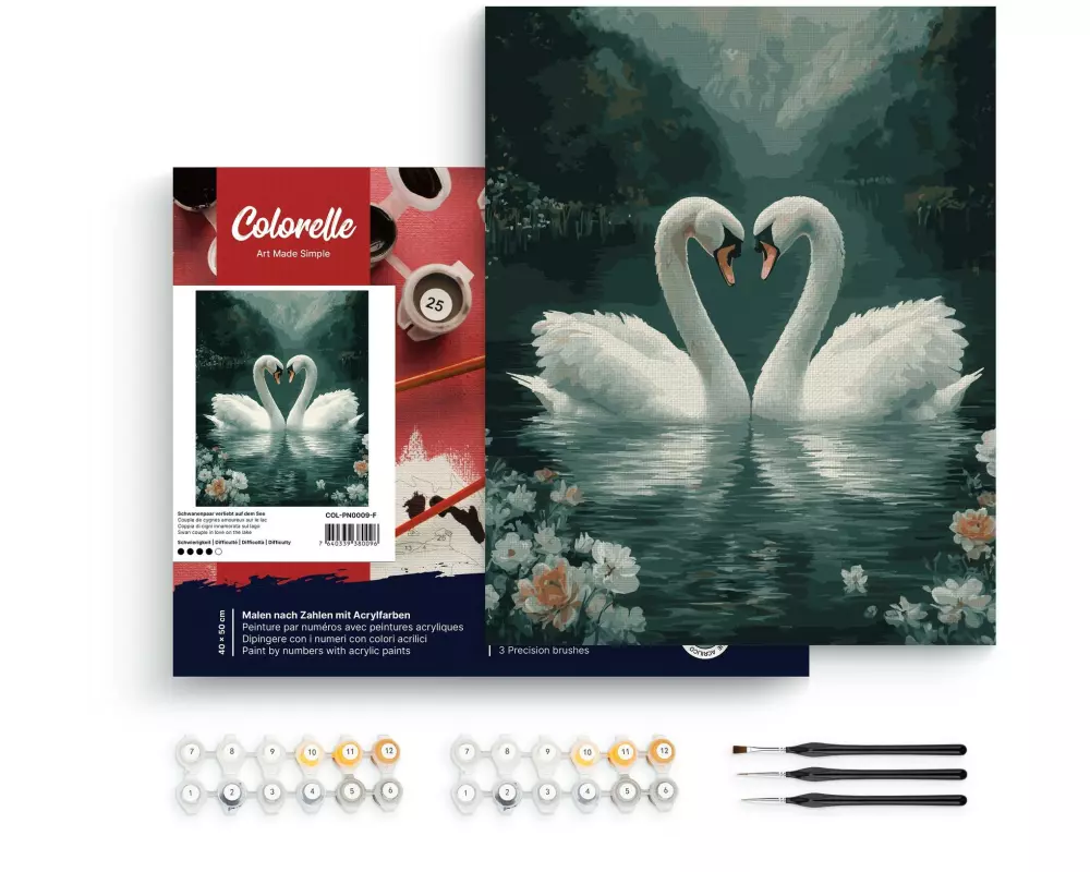 Colorelle Malen nach Zahlen Schwanenpaar verliebt auf dem See