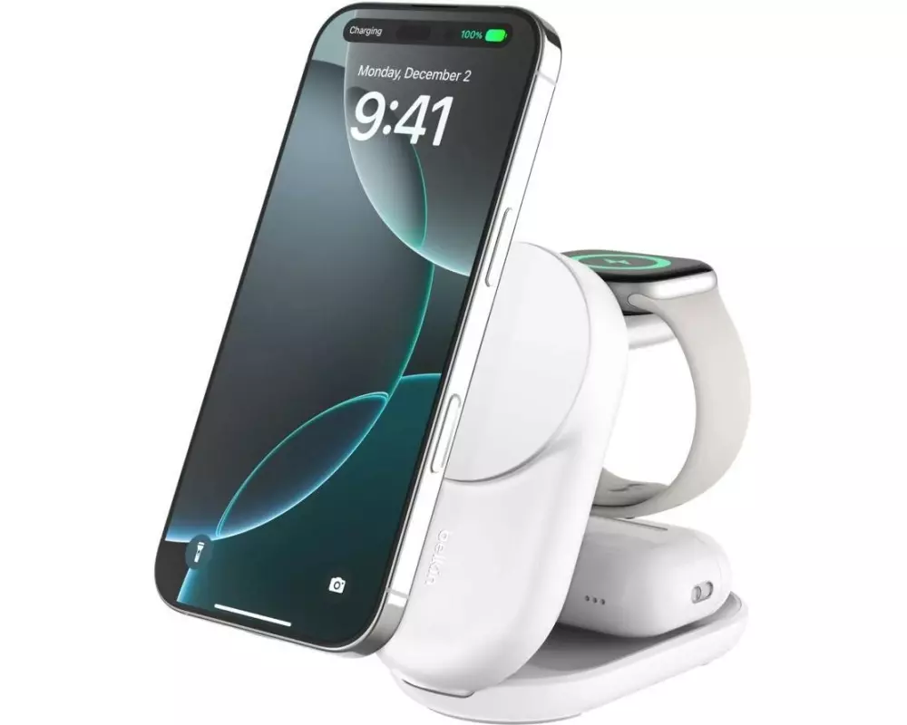Belkin Wireless Charger UltraCharge 3in1 rund, Weiss