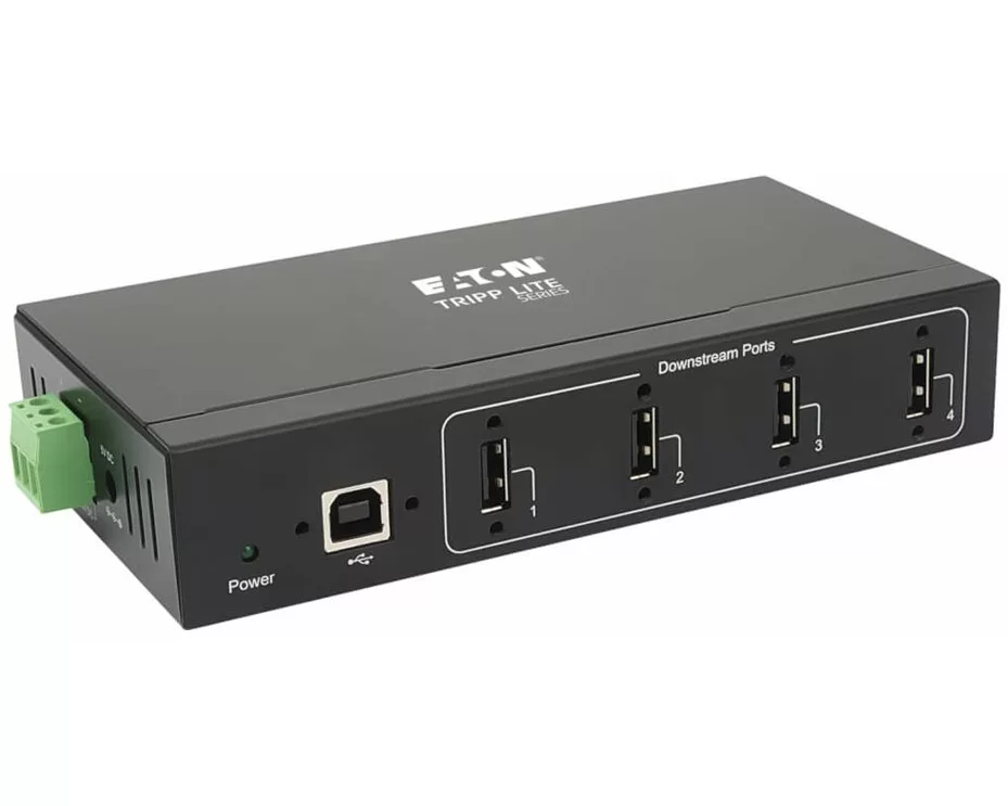 EATON TRIPPLITE 4-Port, Industrial-Grade, USB, 2.0, Hub, 15kV, ESD, Immunity, Metal, Housing, Wall/DIN, Mountable