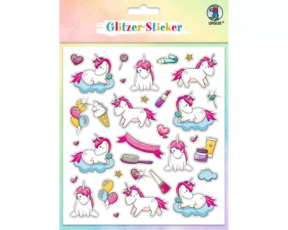 URSUS Motivsticker Glitter Fun Einhorn 4 Blatt, 151 Sticker