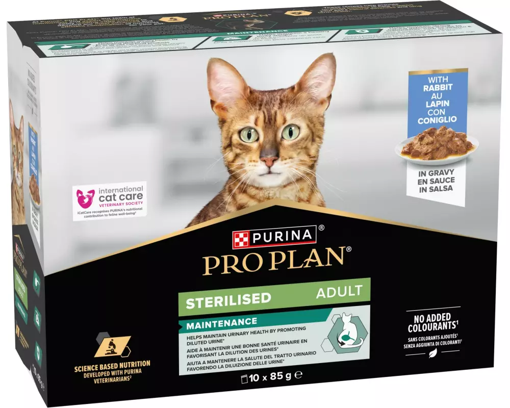 Purina Pro Plan Nassfutter Sterilised, Kaninchen, 10 x 85 g