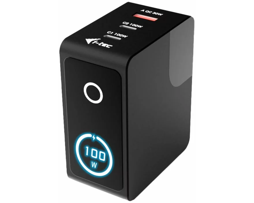 I-TEC 100W Intelligent Multiport USB Charger, 2x USB-C, 1x USB-A, LCD display