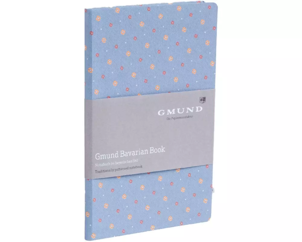 Gmund Notizbuch Bavarian Blumen 13.5 x 20.3 cm, Dot, Hellblau