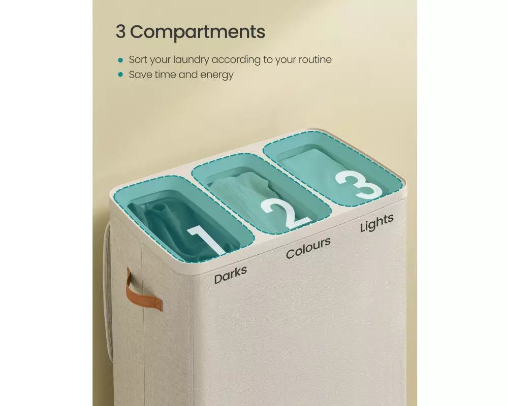 Songmics Laundry Basket 190 l, Beige