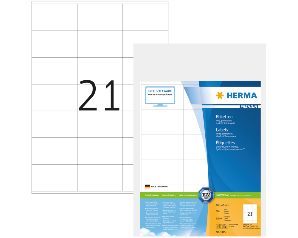 HERMA Etiketten 4415 4415 70x42mm 10'500Stk. 500 Blatt