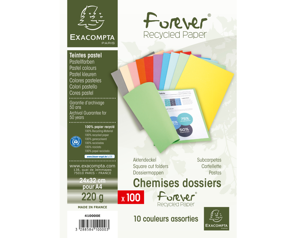 EXACOMPTA Aktendeckel 410000E ass., 100 Stück