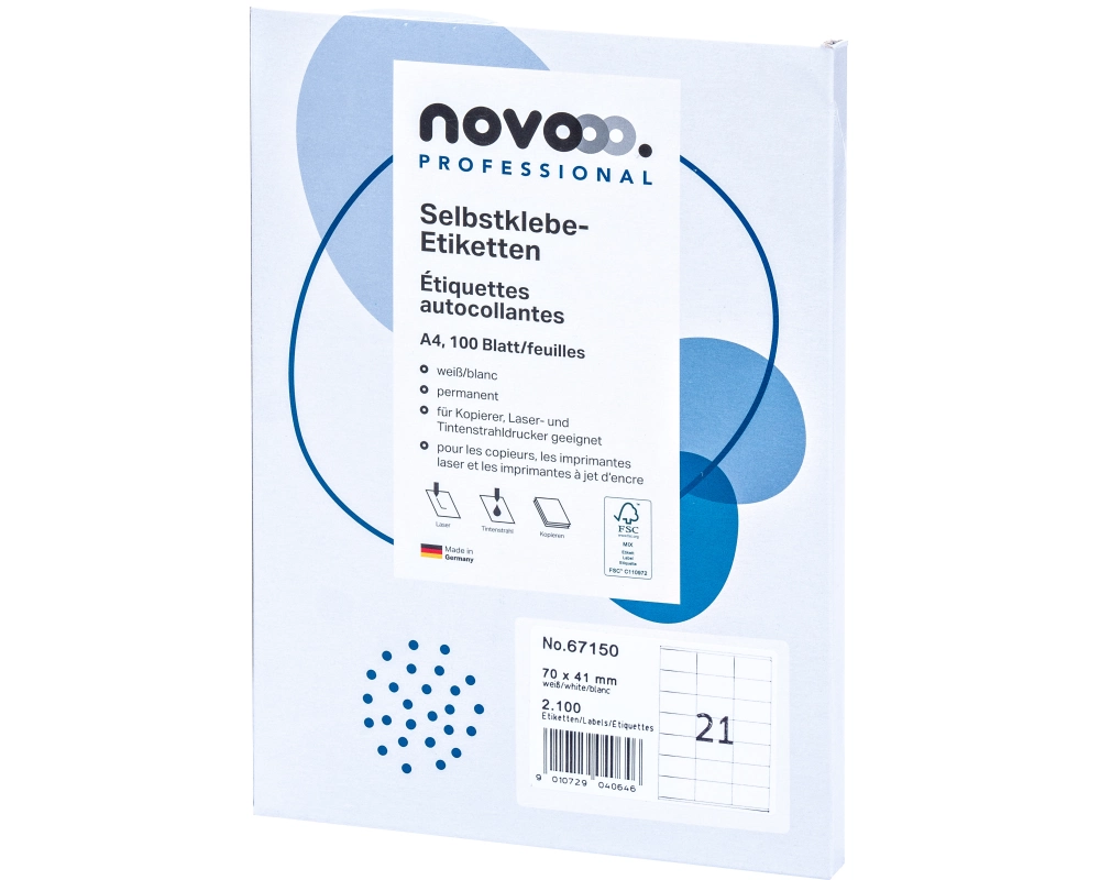 NOVOOO Etiketten 70x41mm 67150 weiss 2100 Stück