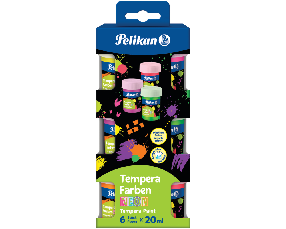 PELIKAN Temperafarbe Neon 20ml 809382 6 Farben ass.