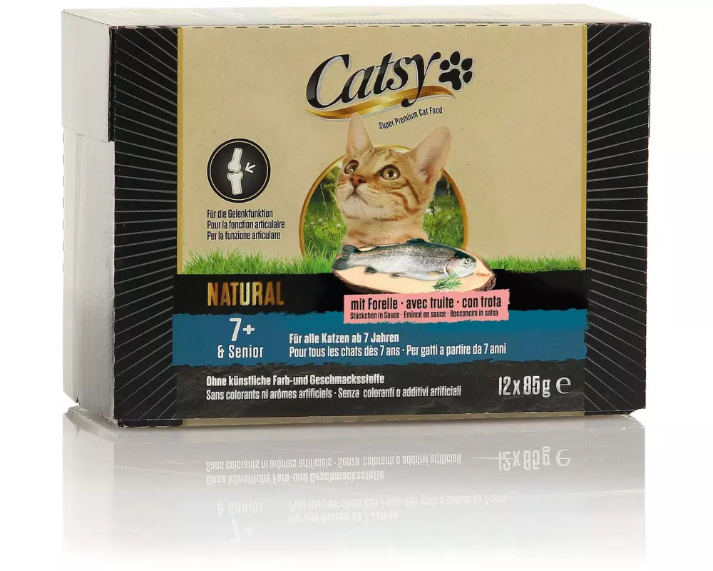 Catsy Nassfutter 7+ Cat Pouch with Trout, 12 x 85 g