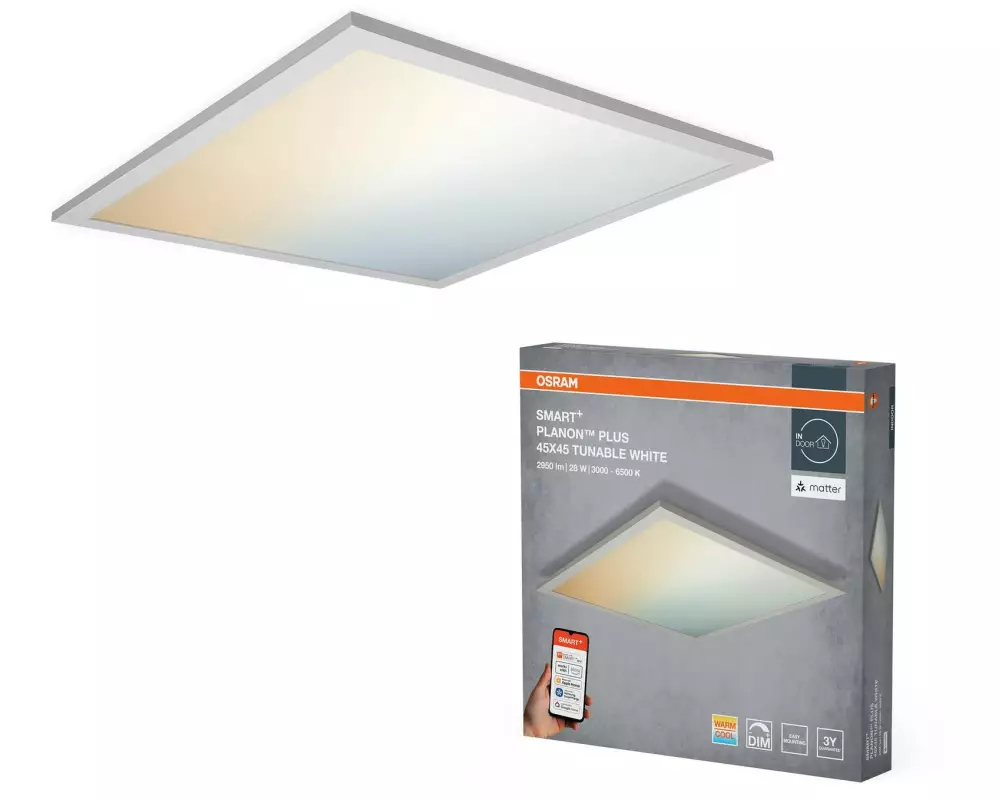 OSRAM LED-Panel 450 x 450 mm, 28 W, 2000 lm, 3000-6500 K, Weiss
