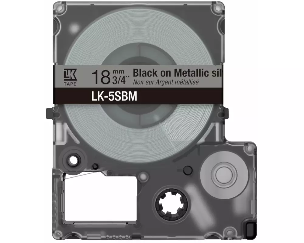 EPSON Metallic Tape Silver/Black, 18mm, 9m, LK-5SBM