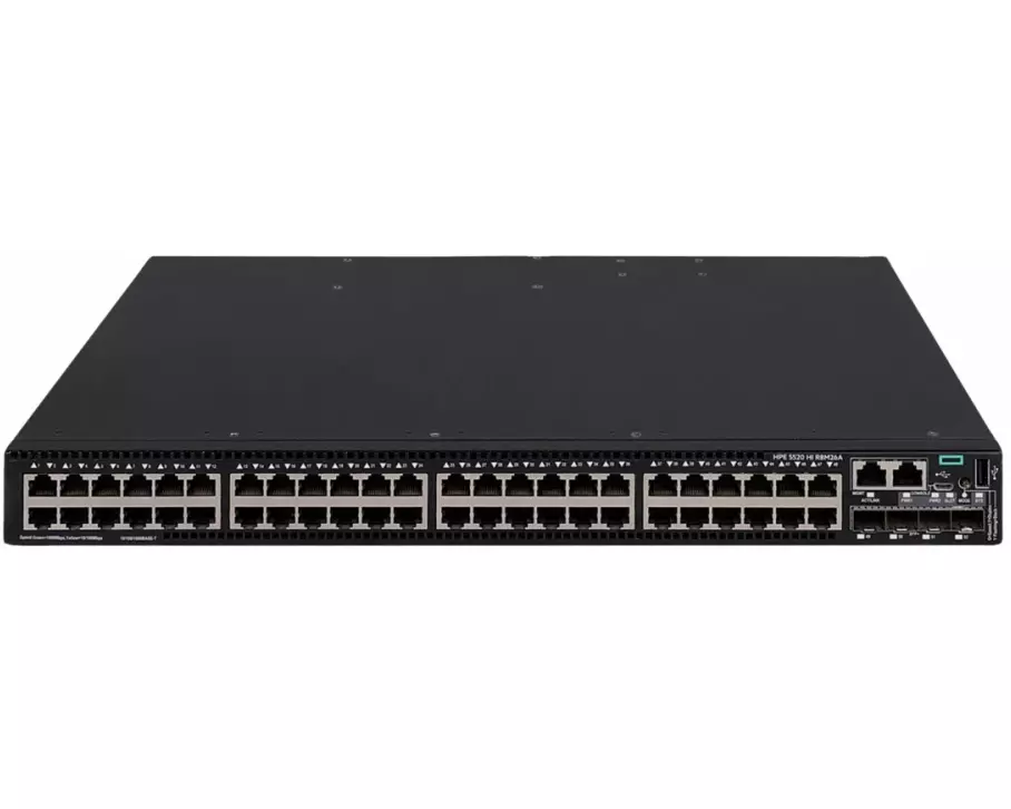 HPE FlexNetwork 5520 HI Switch, 48G, 4 SFP+ Ports, 1 Expansion Module Slot, 1U, MACsec Support, w/o PSU