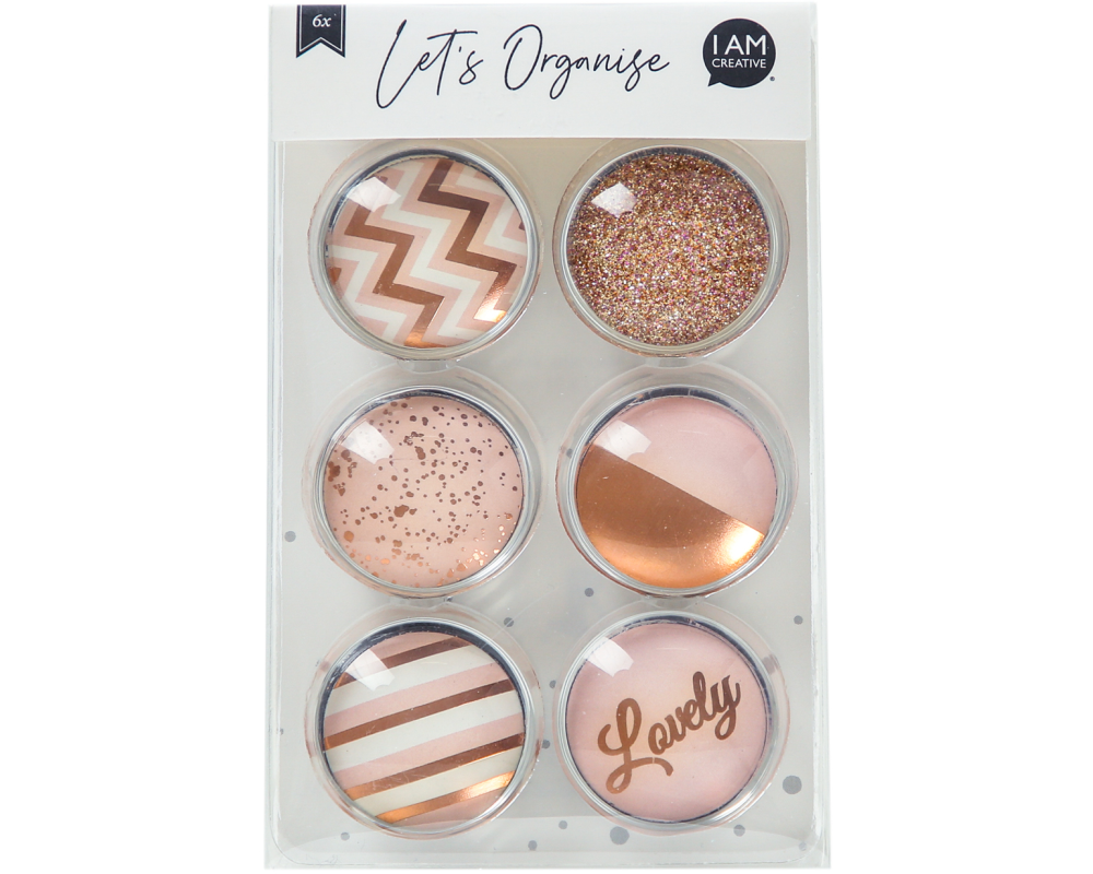 I AM CREATIVE Magnet Love Let`s Organize MAA4035.60 Glas, 3x1cm 6 Stück