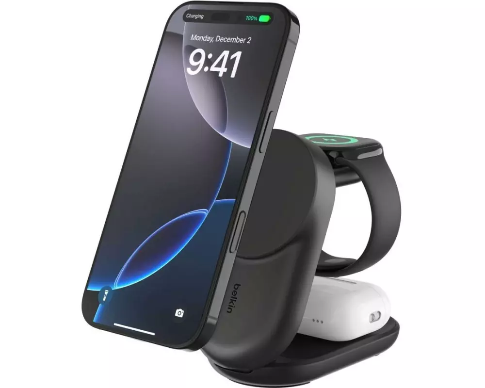 Belkin Wireless Charger UltraCharge 3in1 rund, Schwarz