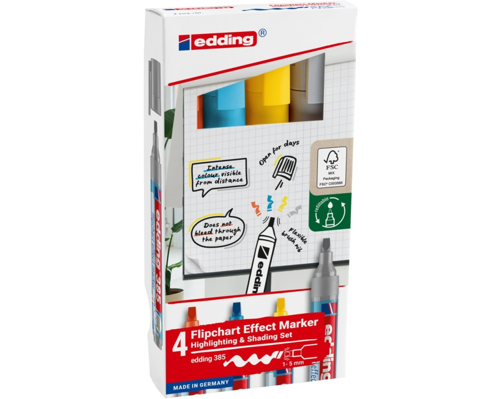 edding Flipchart-Marker 385 E-4, 4 Stück