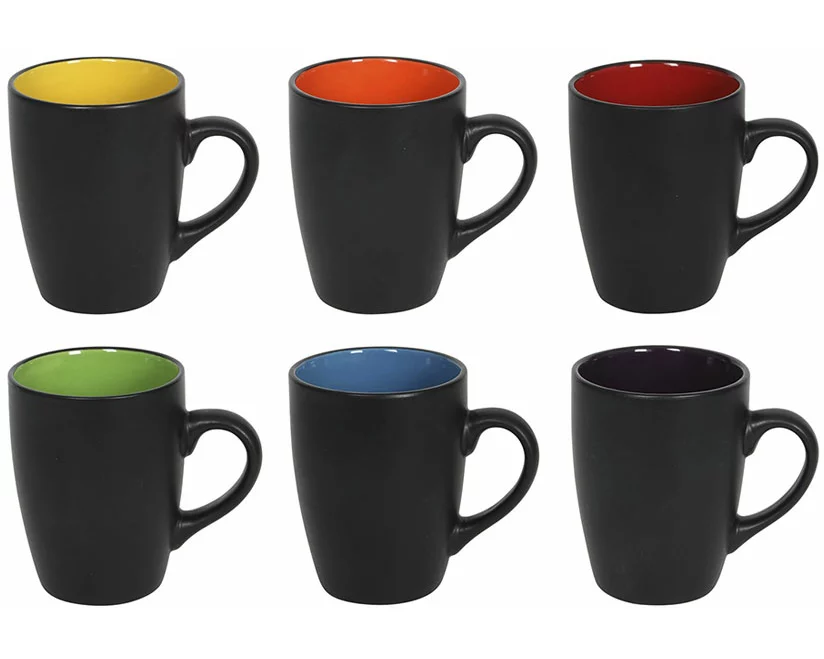 Tavola Tasse 340ml schwarz innen farbig 6 Stück