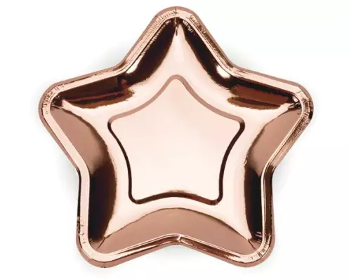 Partydeco Pappteller Stern-Form Metallic Roségold 18 cm